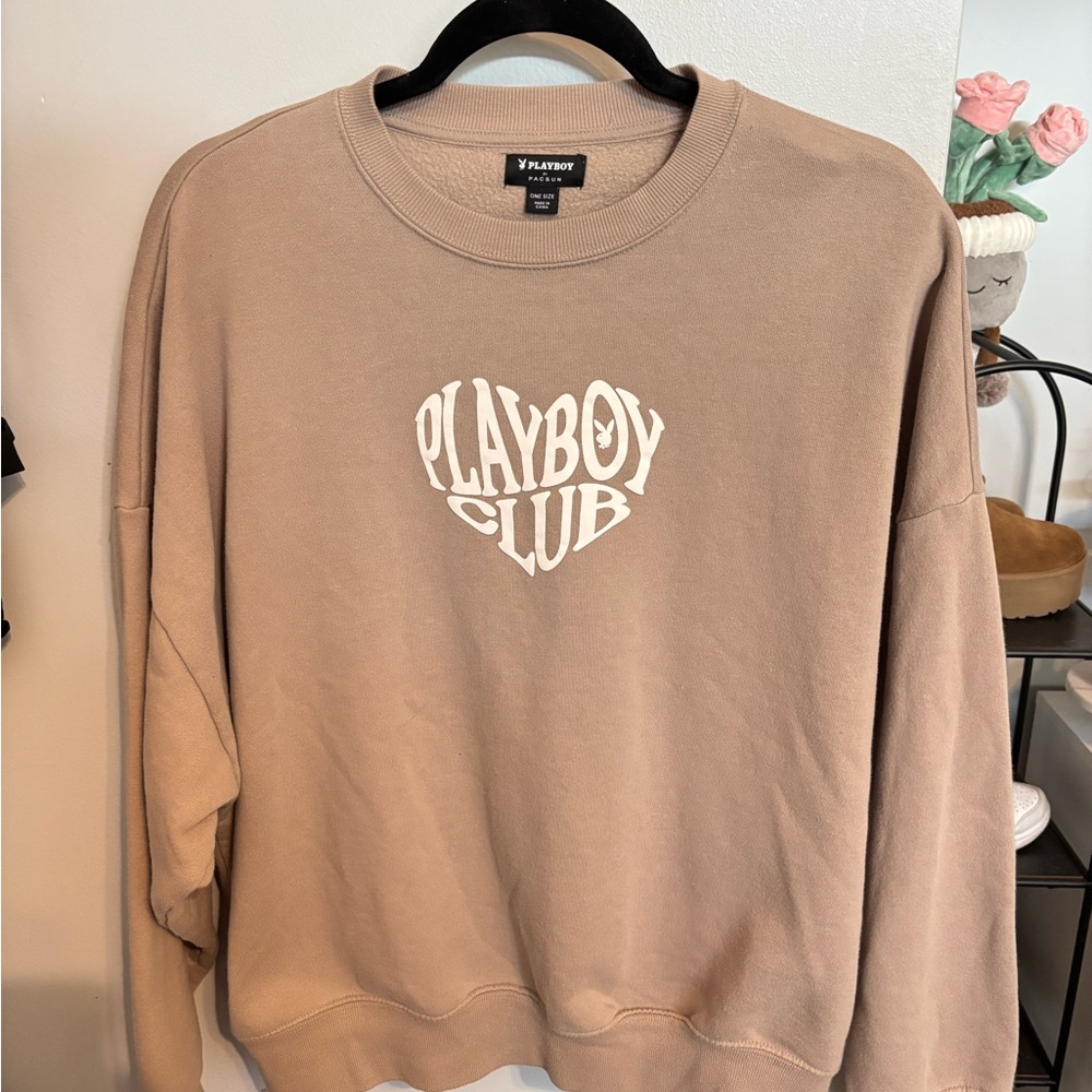 Pacsun PLAYBOY Club Beige Crewneck Sweater